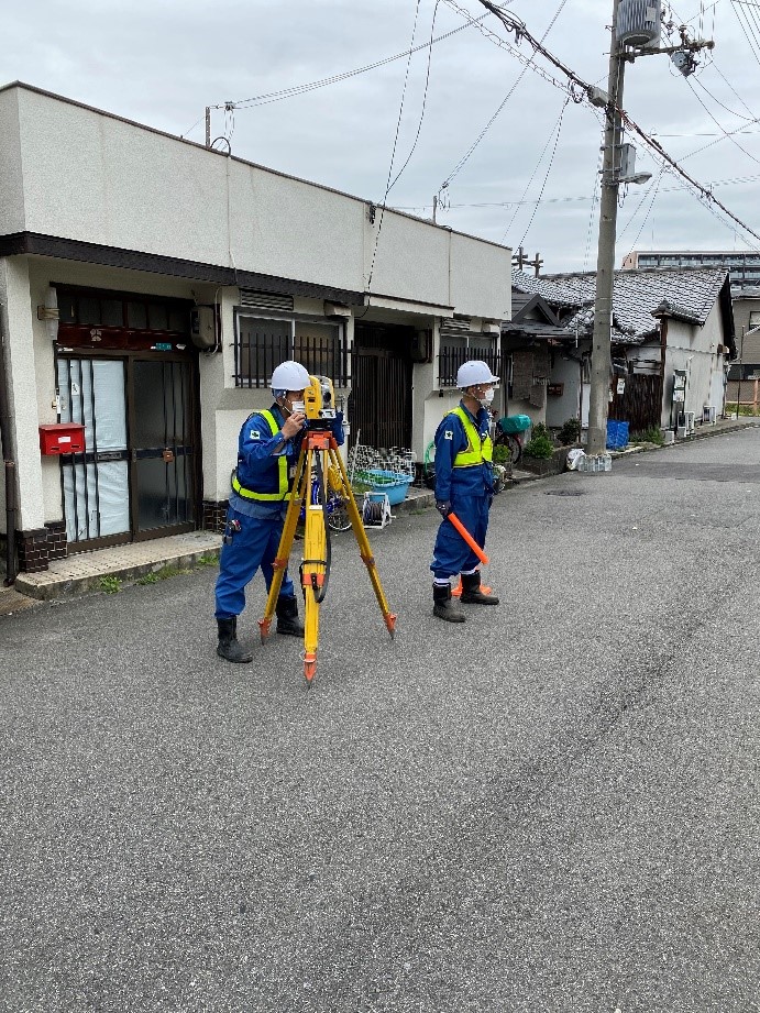 土地区画整理事業に伴う測量業務風景
